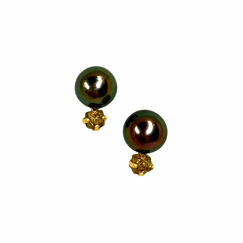 Tahitian Pearl and Rough Diamond Crystal