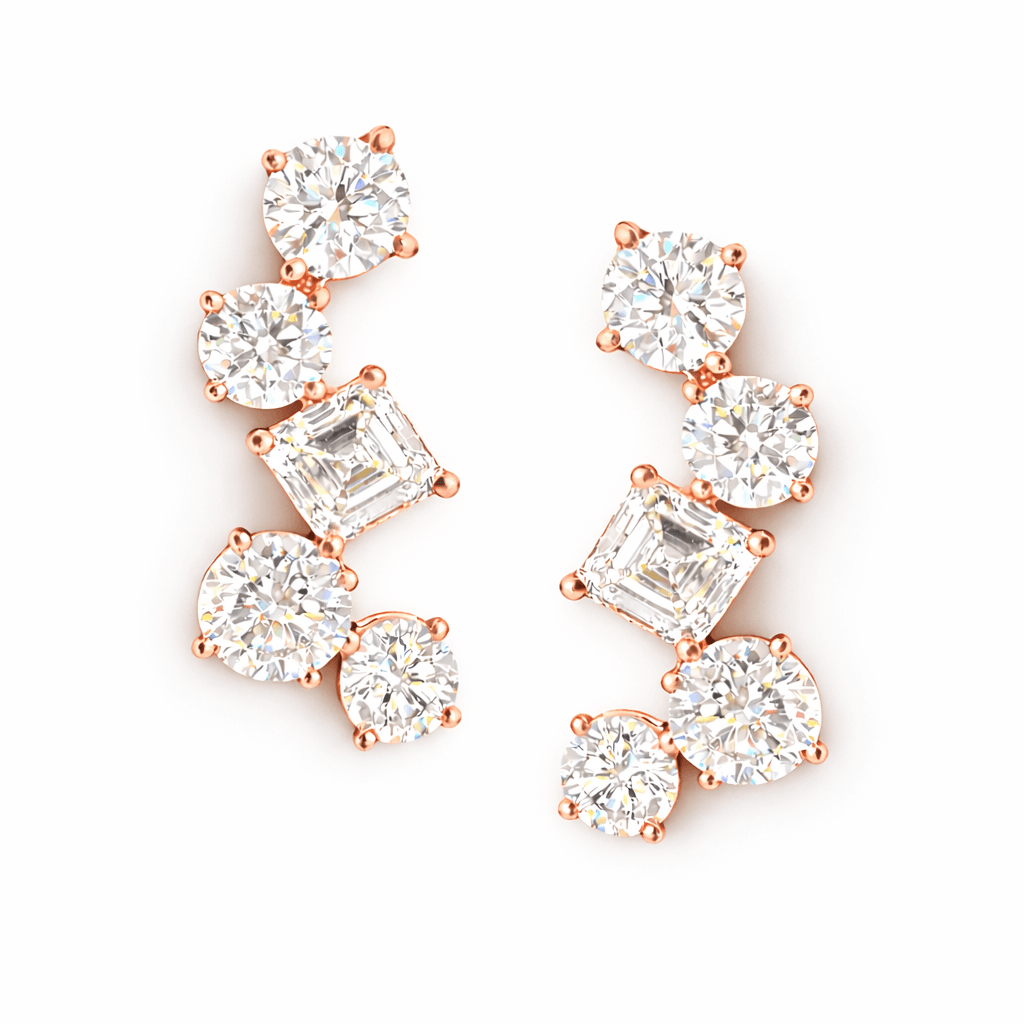 Izzy Diamond Earrings in 18K Rose Gold