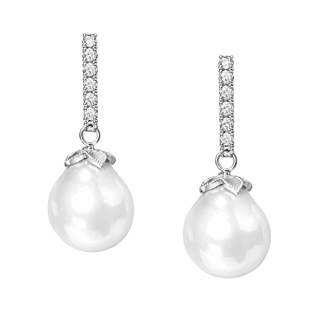 Katura Diamonds and Pearls Earrings in Platinum