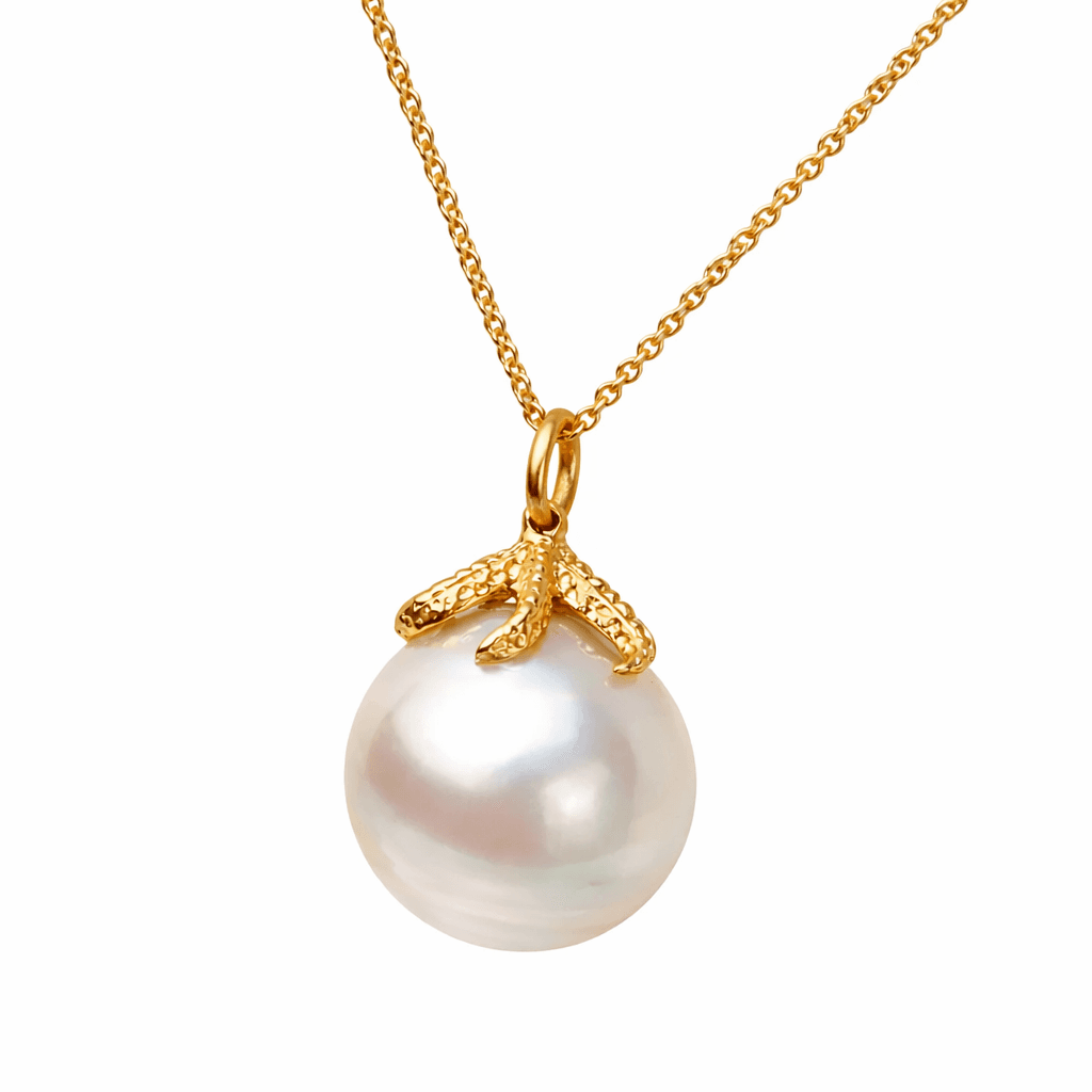 South Seas Pearl and Katura Signature Starfish Pendant in 18K Yellow Gold